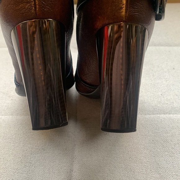 Vicini by Giuseppe Zanotti Leather Luxury Buckle Glass Heel Square Toe Sz 6 #103 - Picture 11 of 15